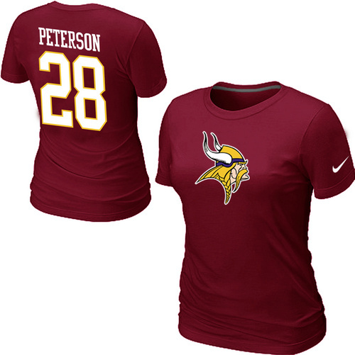  Nike Minnesota Vikings Adrian Peterson Name& Number Womens TShirt Red 10 