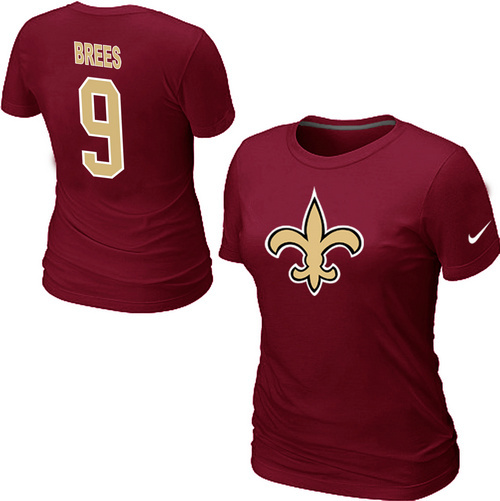Nike New Orleans Saints Drew Brees Name & Number Womens TShirt Red 11
