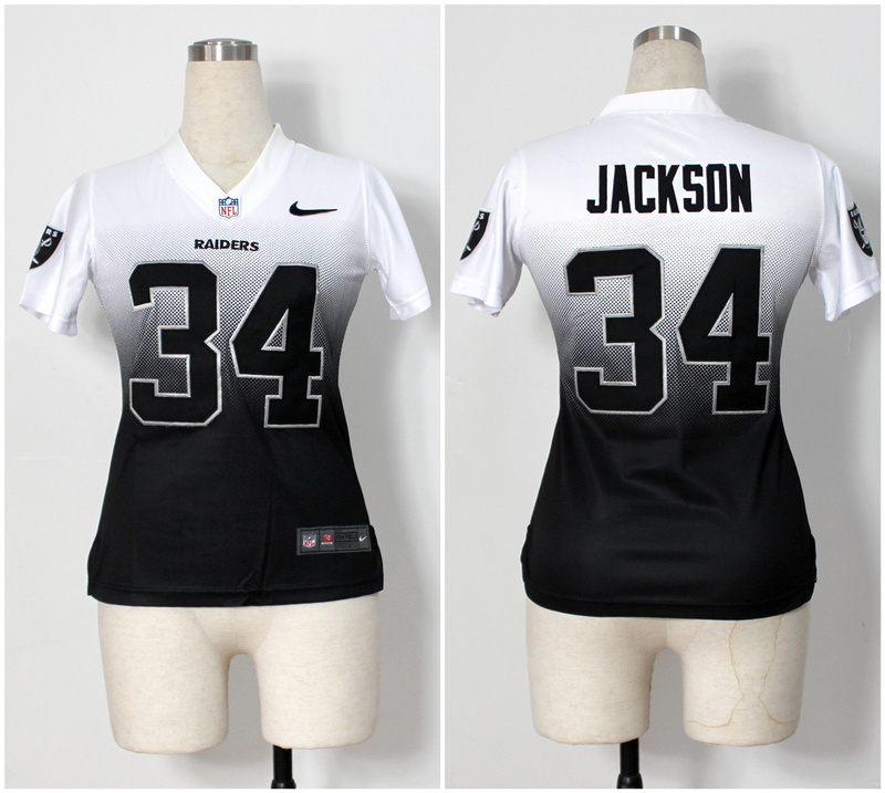 Nike NFL Okaland Raiders #34 Mcfadden Jackson White Fadeaway drift Fashion women jersey