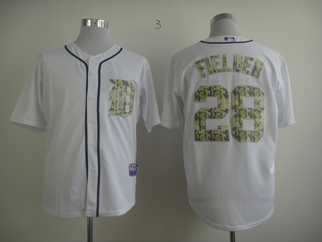 MLB Detroit Tigers #28 Fielder white jersey
