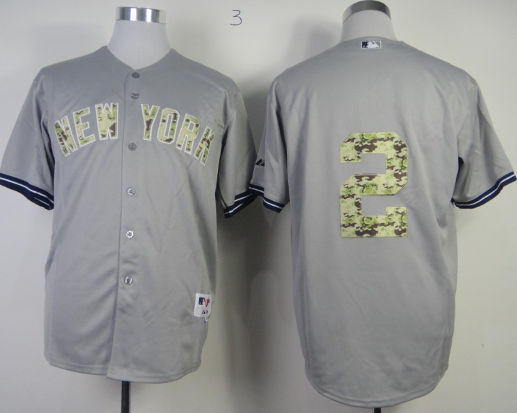 MLB New York Yankees #2 Camo Letters Jersey Grey Color