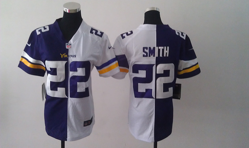 Nike NFL Women Minnesota Vikings #22 Smith Purple& White Split jersey