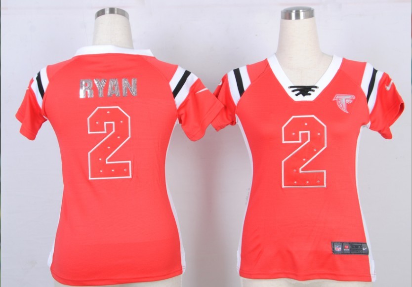 Nike NFL Atlanta Falcons #2 Ryan Womens Orange Handwork Sequin lettering 