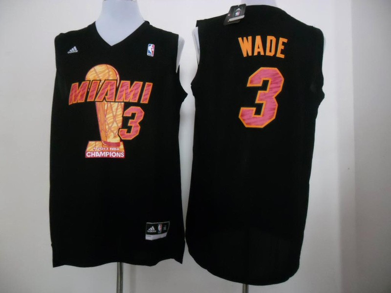 2013 NBA champion Miami Heat #3 Wade Black Jersey