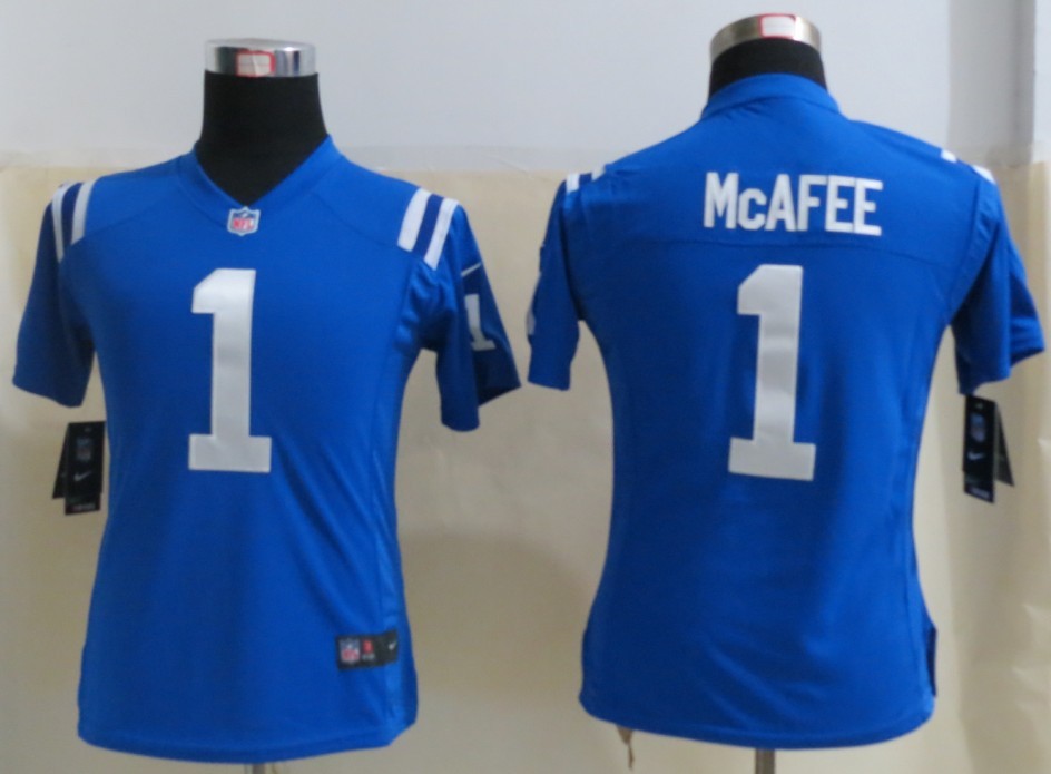 2013 New Women Nike Indianapolis Colts 1 Mcafee Blue Elite Jerseys