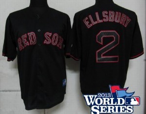 Boston Red Sox #2 Jacoby Ellsbury Pitch Black Fashion Jersey 2013 World Series Patch