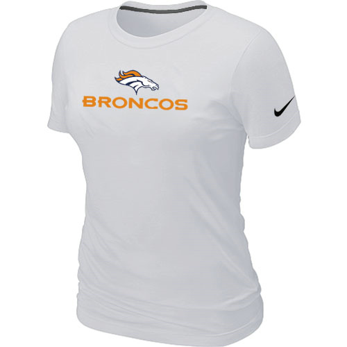  Nike Denver Broncos Authentic Logo Womens TShirt White 3 