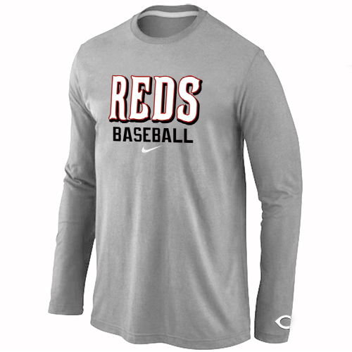 Nike Cincinnati Reds Long Sleeve T-Shirt Grey