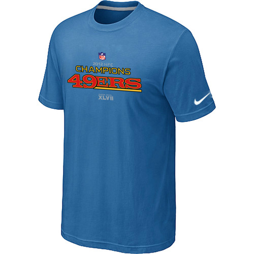  Mens Nike San Francisco 49 ers 2012 NFC Conference Champions Trophy Collection Longlight Blue TShirt 85 