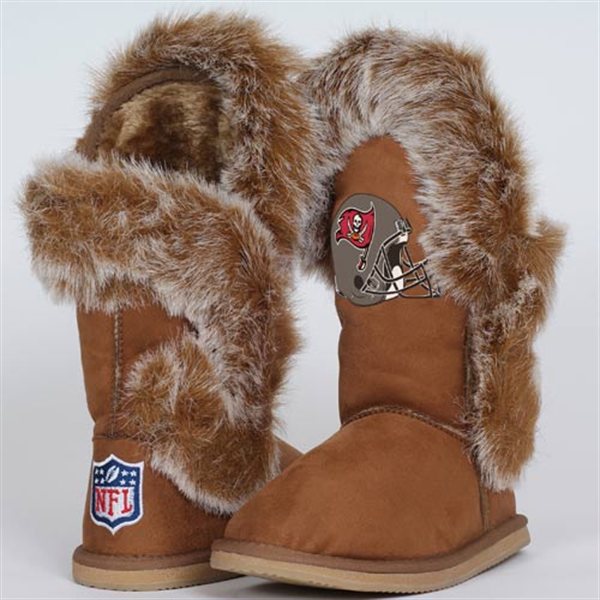 NFL Tampa Bay Buccaneers Womens Cuce Shoes Ladies Fanatic Boots Brown