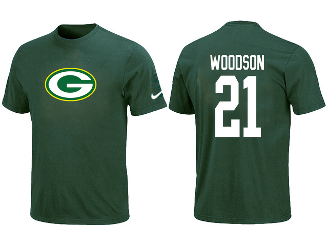  Nike Green Bay Packers 21 WOODSON Name& Number TShirt Green 129 