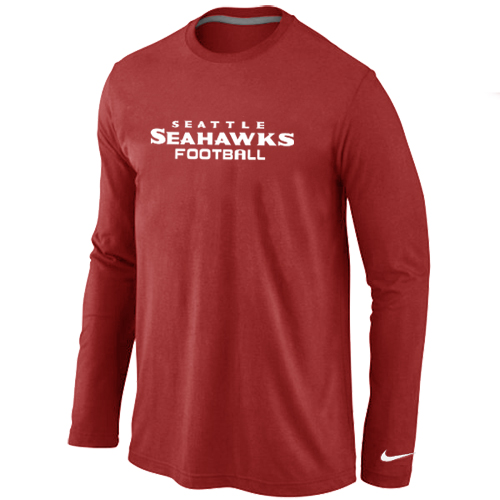 Nike Seattle Seahawks Authentic font Long Sleeve T-Shirt Red