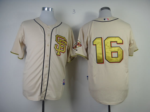MLB San Francisco Giants #16 Golden Letters Jersey Cream Coloured