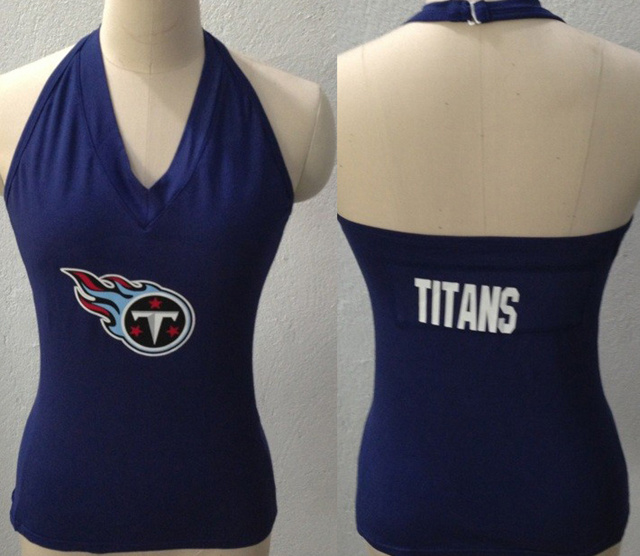 Womens All Sports Couture Tennessee Titans Blown Coverage Halter Top