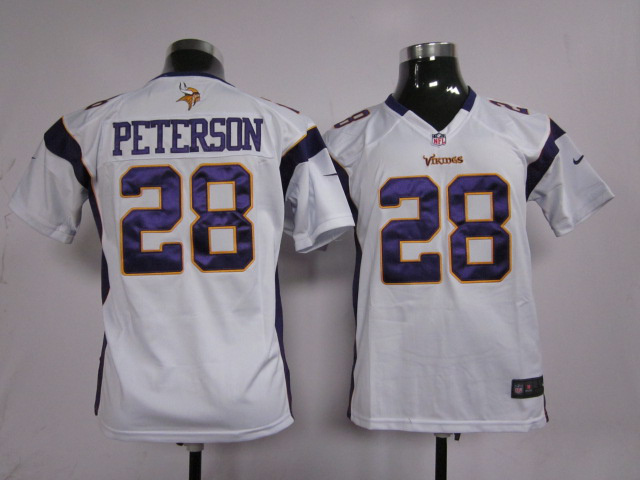 White #28 Peterson Youth Nike Minnesota Vikings Jersey