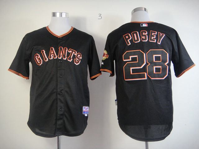 MLB San Francisco Giants 28 posey Black Fashion embroidered Jerseys