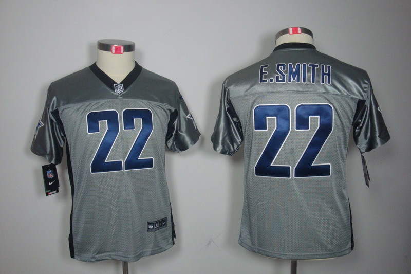 NFL Dallas Cowboys #22 E.Smith Youth Grey Lights Out Jersey