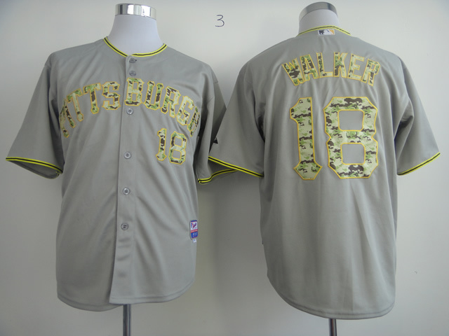 New Pittsburgh Pirates #18 Walker Grey Color Camo Words Jersey