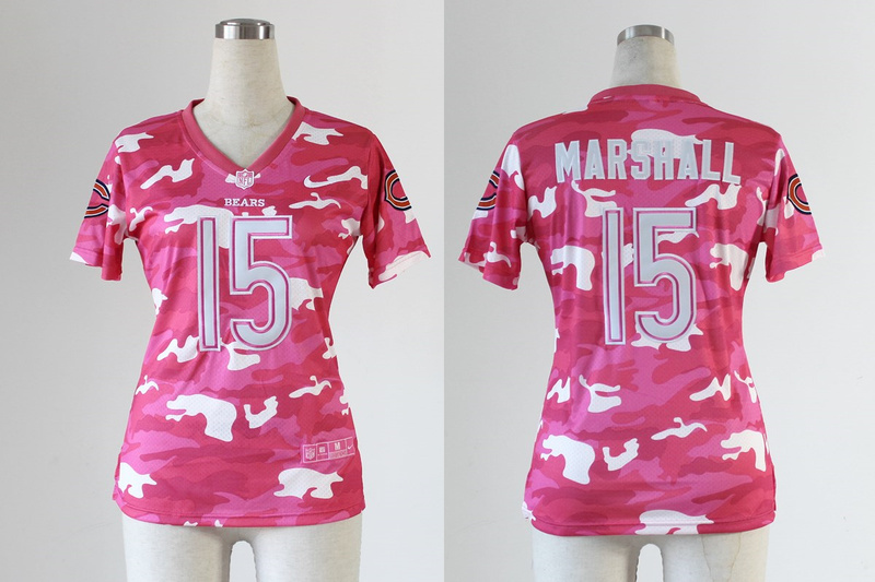 Nike Chicago Bears #15 Marshall Women Pink Camo Jersey
