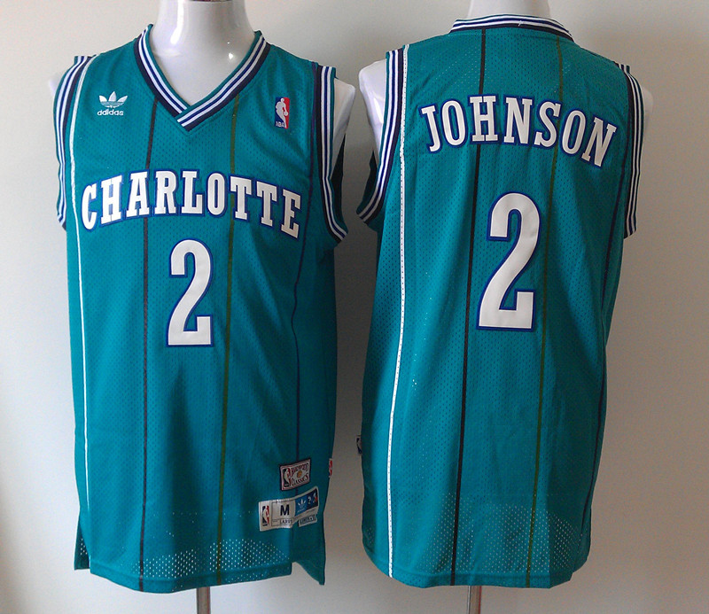 Adidas Charlotte Hornets #2 Larry Demetric Johnson Blue Throwback Jersey