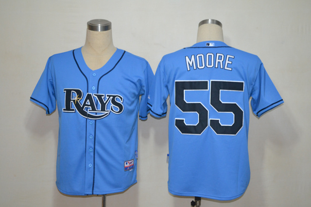 MLB Jerseys Tampa Bay Rays #55 Moore Light Blue Cool Base