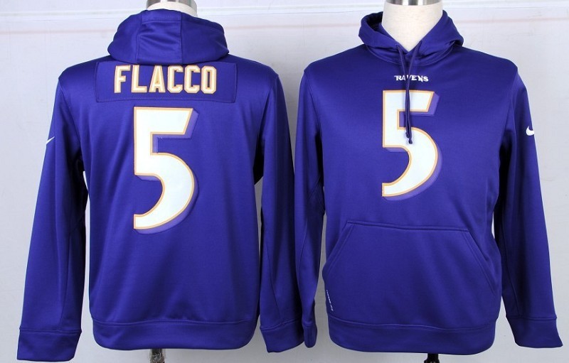 Baltimore #5 Flacco Purple Pullover Hoodie
