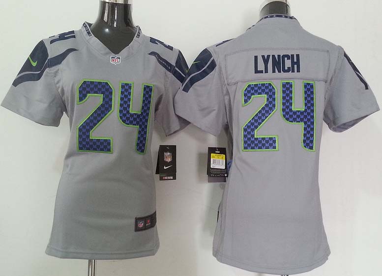 Nike NFL Seattle Seahawks #24 Lynch Grey Women Jersey