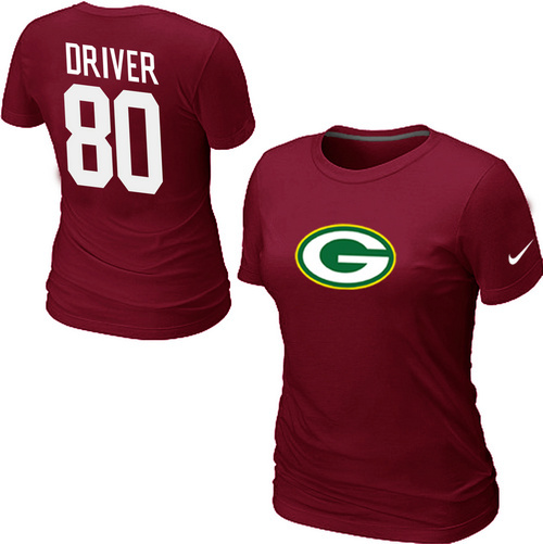  Nike Green Bay Packers 80  Donald Driver Name& Number Womens TShirt Red 68 