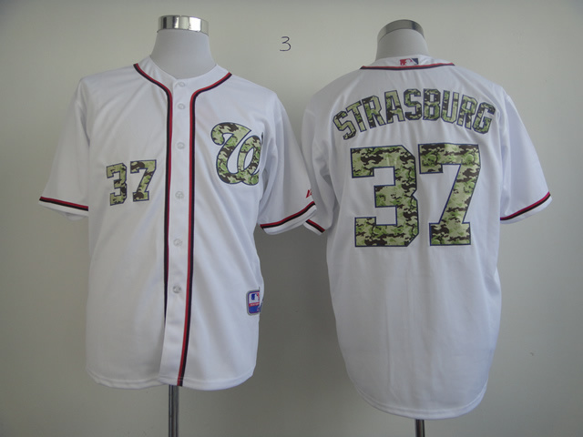 New Washington Nationals #37 Strasburg White Color Camo Words Jersey