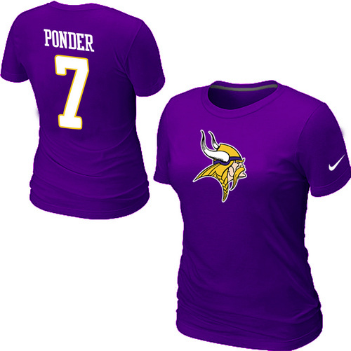  Nike Minnesota Vikings Christian Ponder Name& Number Womens TShirtpurple 9 