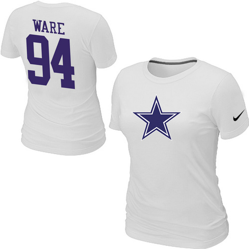  Nike Dallas Cowboys  9 4 WARE Name& Number Womens TShirt White 9 