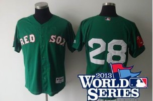 Boston Red Sox #28 Adrian Gonzalez jerseys GREEN w2013 World Series Patch