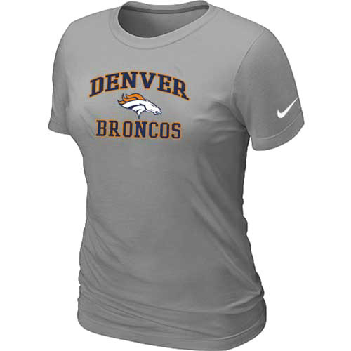  Denver Broncos Womens Heart& Soul L- Grey TShirt 28 