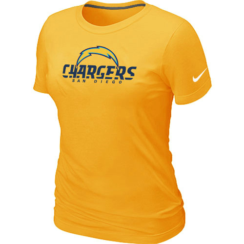  Nike San Diego Chargers Authentic Logo Womens TShirt Yellow 4 
