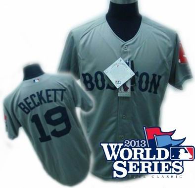 Boston Red Sox 19# Josh Beckett Gray jerseys w2013 World Series Patch