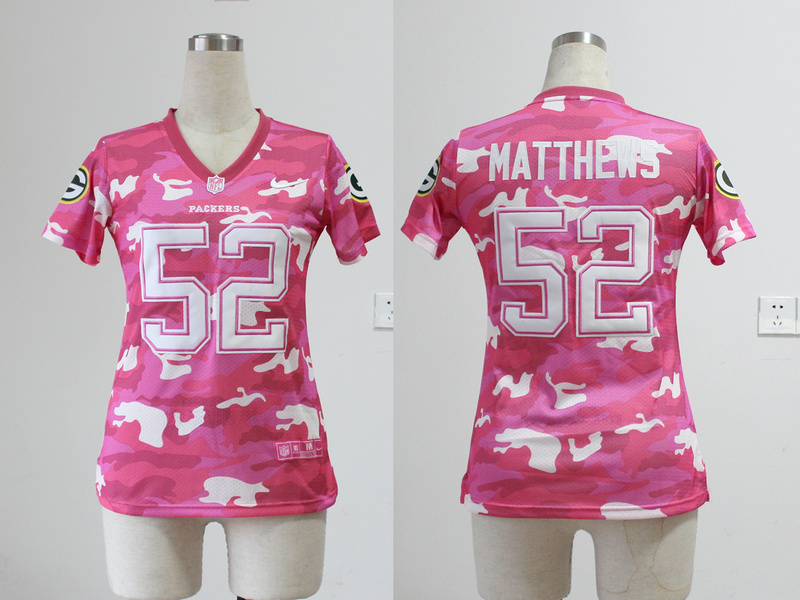 Nike NFL Green Bay Packers #52 Matthews New Women Pink Camo Jersey