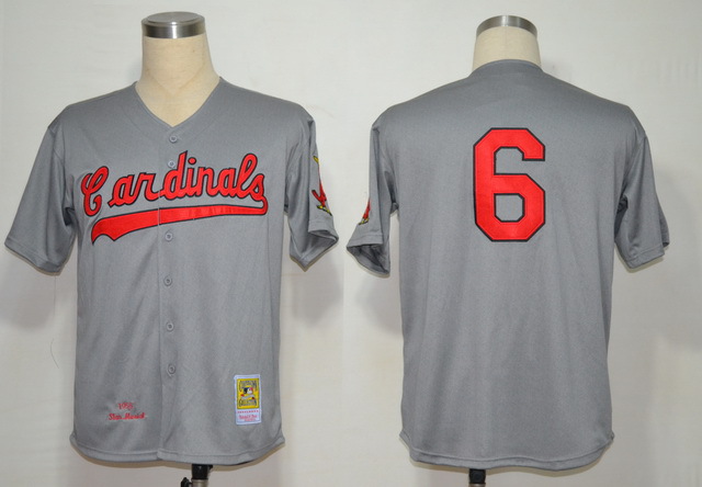 MLB Jerseys St. Louis Cardinals 6 Stan Musial Grey M&N 1956