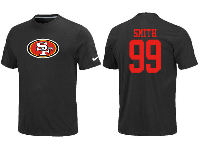  Nike San Francisco 49 ers 99 SMITH Name& Number TShirt Black 153 