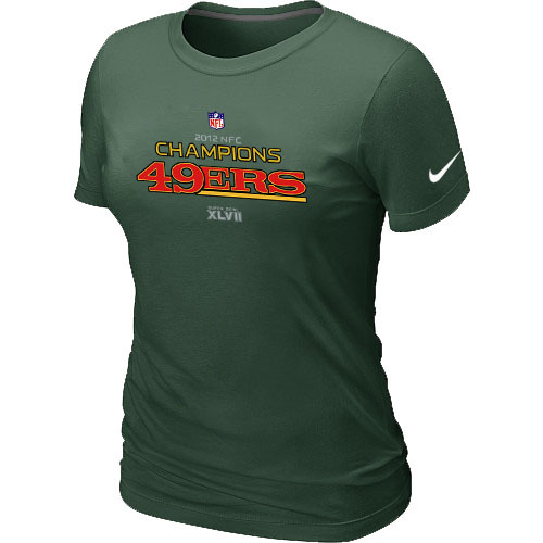  Nike San Francisco 49 ers 2012 NFC Conference Champions Trophy Collection Long D- Green Womens TShirt 11 