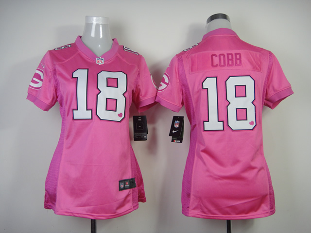 NFL Green Bay Packers #18 Cobb Women Pink Jersey