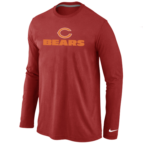 Nike Chicago Bears Authentic Logo Long Sleeve T-Shirt RED