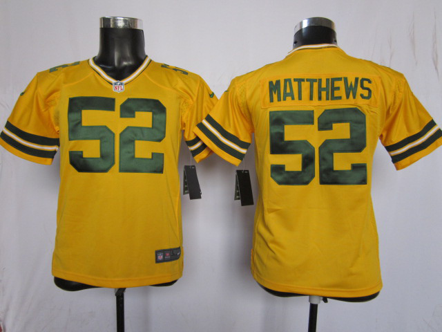 Packers #52 Matthews YellowYouth Nike NFL Jersey