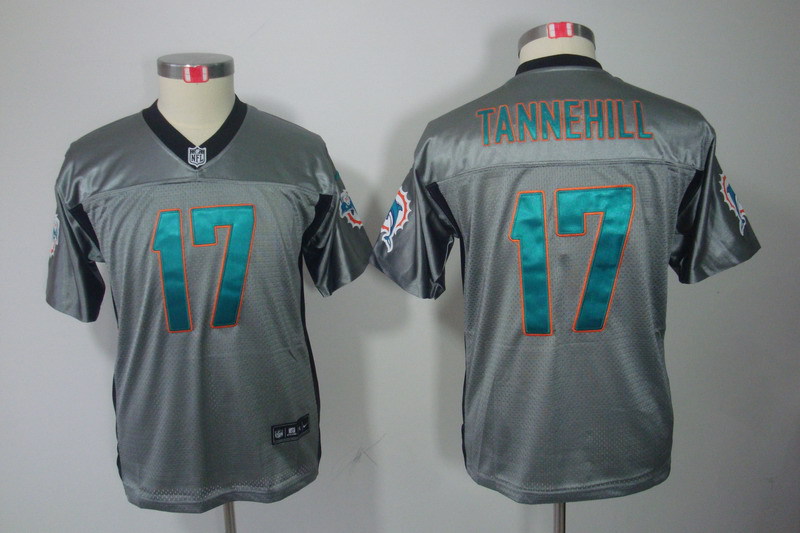 NFL Miami Dolphins #17 Tannehill  Youth Grey Lights Out Jersey