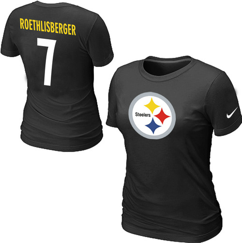  Nike Pittsburgh Steelers Ben Roethlisberger Name& Number Womens TShirt Black 12 