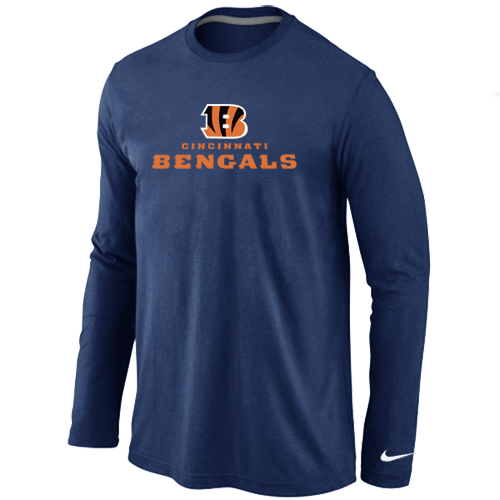 Nike Cincinnati Bengals Authentic Logo Long Sleeve T-Shirt D.Blue
