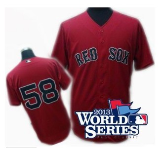 Boston Red Sox #58 Jonathan Papelbon jerseys red 2013 World Series Patch