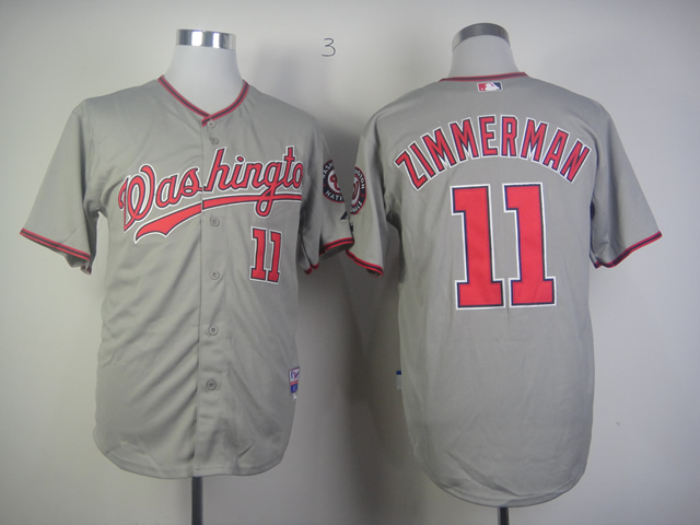 MLB Washington Nationals #11 Zimmerman Grey Jersey