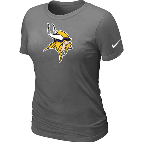  Minnesota Vikings D- Grey Womens Logo TShirt 75 