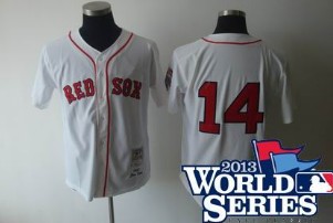 Boston Red Sox #14 Jim Rice 1975 mitchell&ness white jersey 2013 World Series Patch