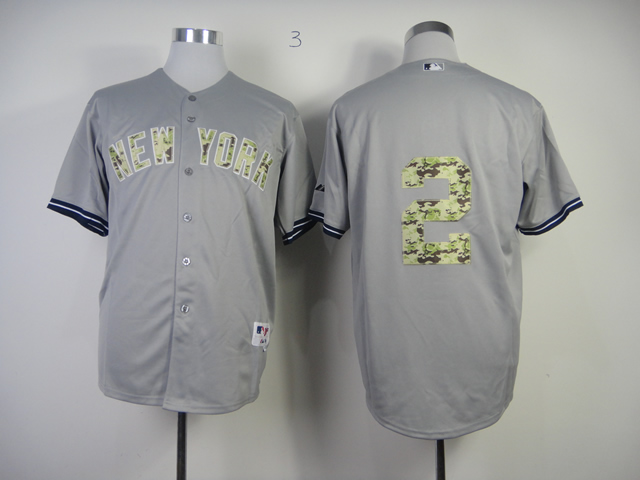 New York Yankees Blank Grey 2 Cool Base MLB Jersey Camo Number